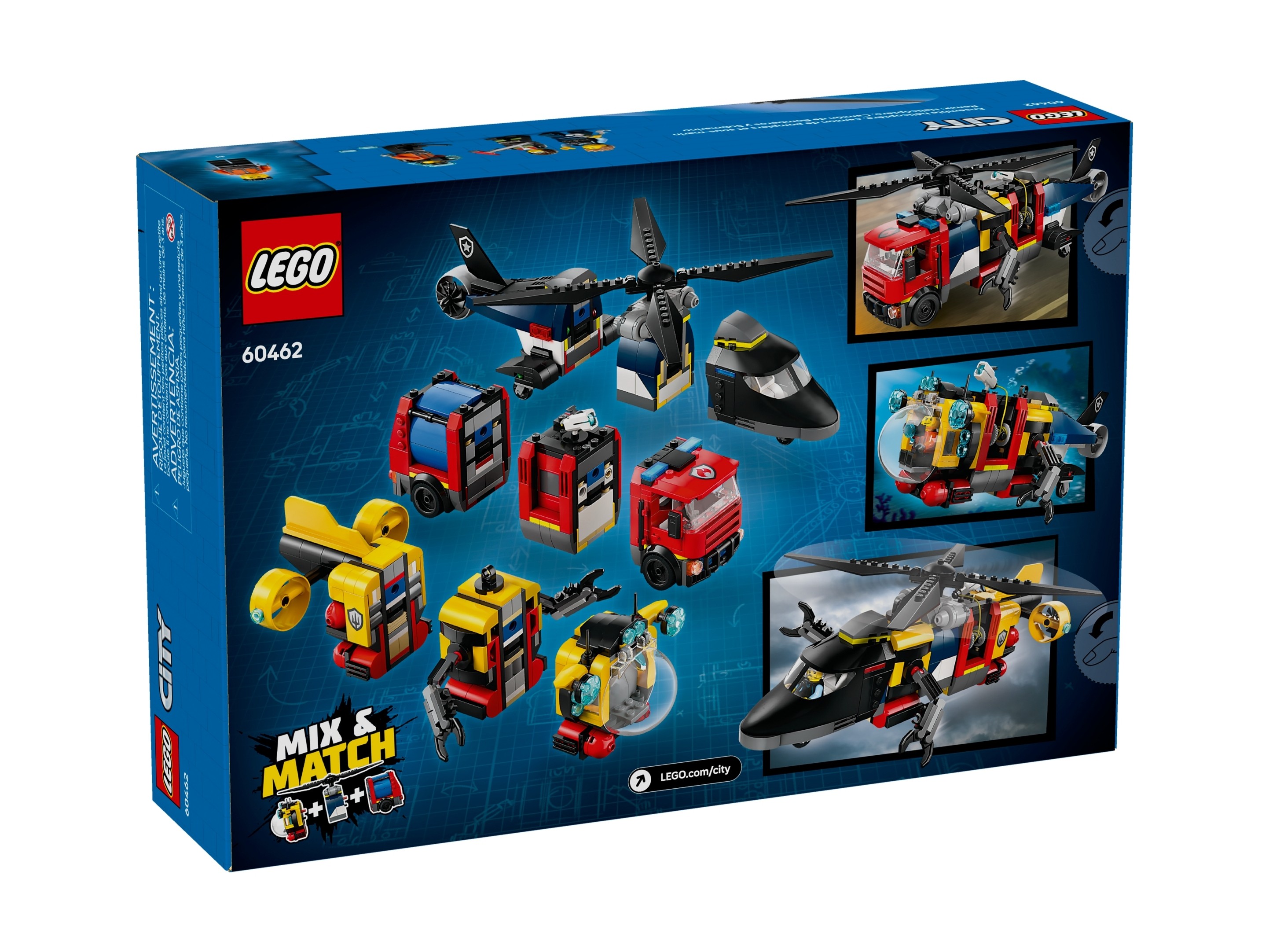 LEGO City - Zestaw z helikopterem, wozem strażackim i łodzią podwodną