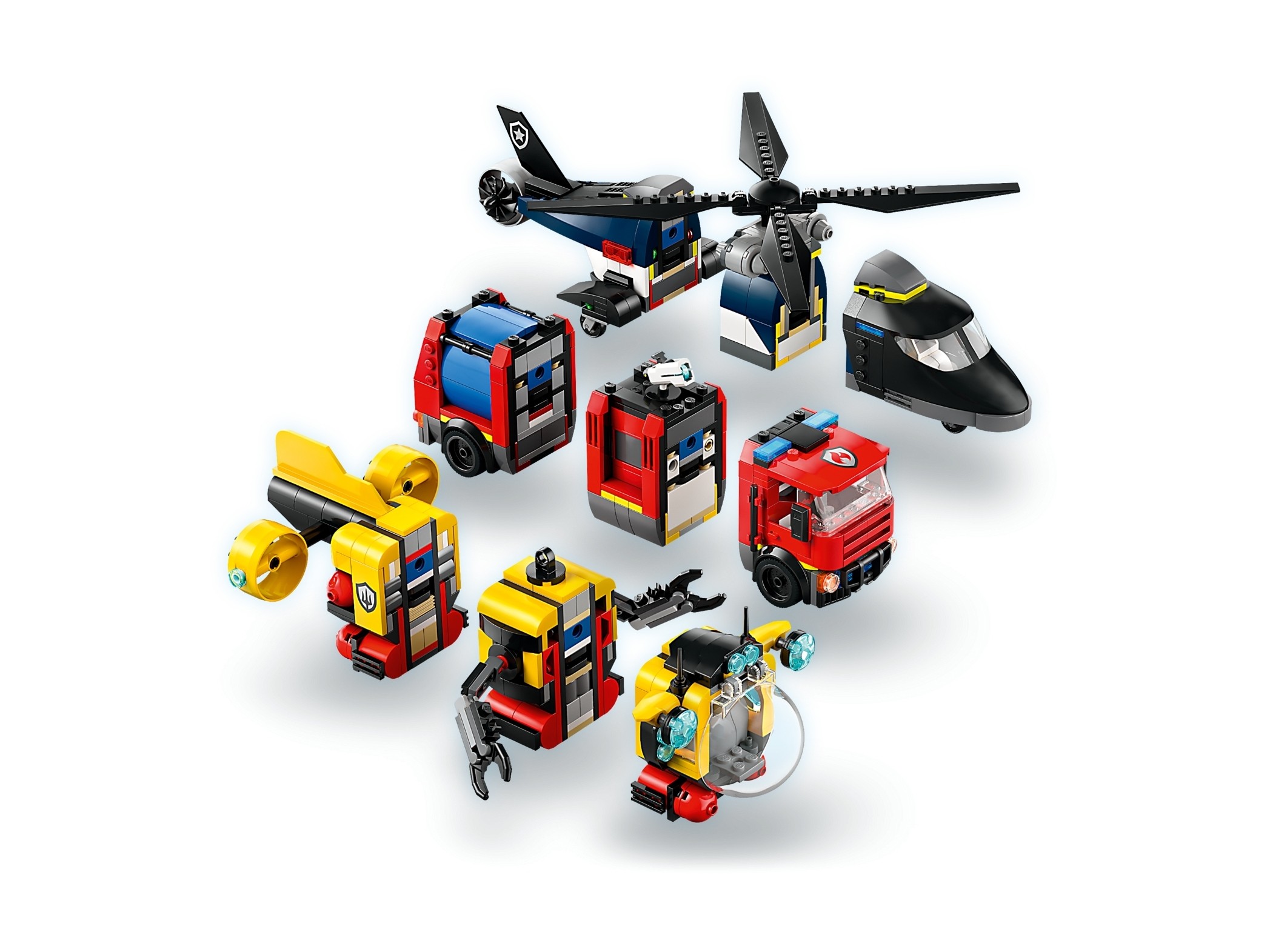 LEGO City - Zestaw z helikopterem, wozem strażackim i łodzią podwodną
