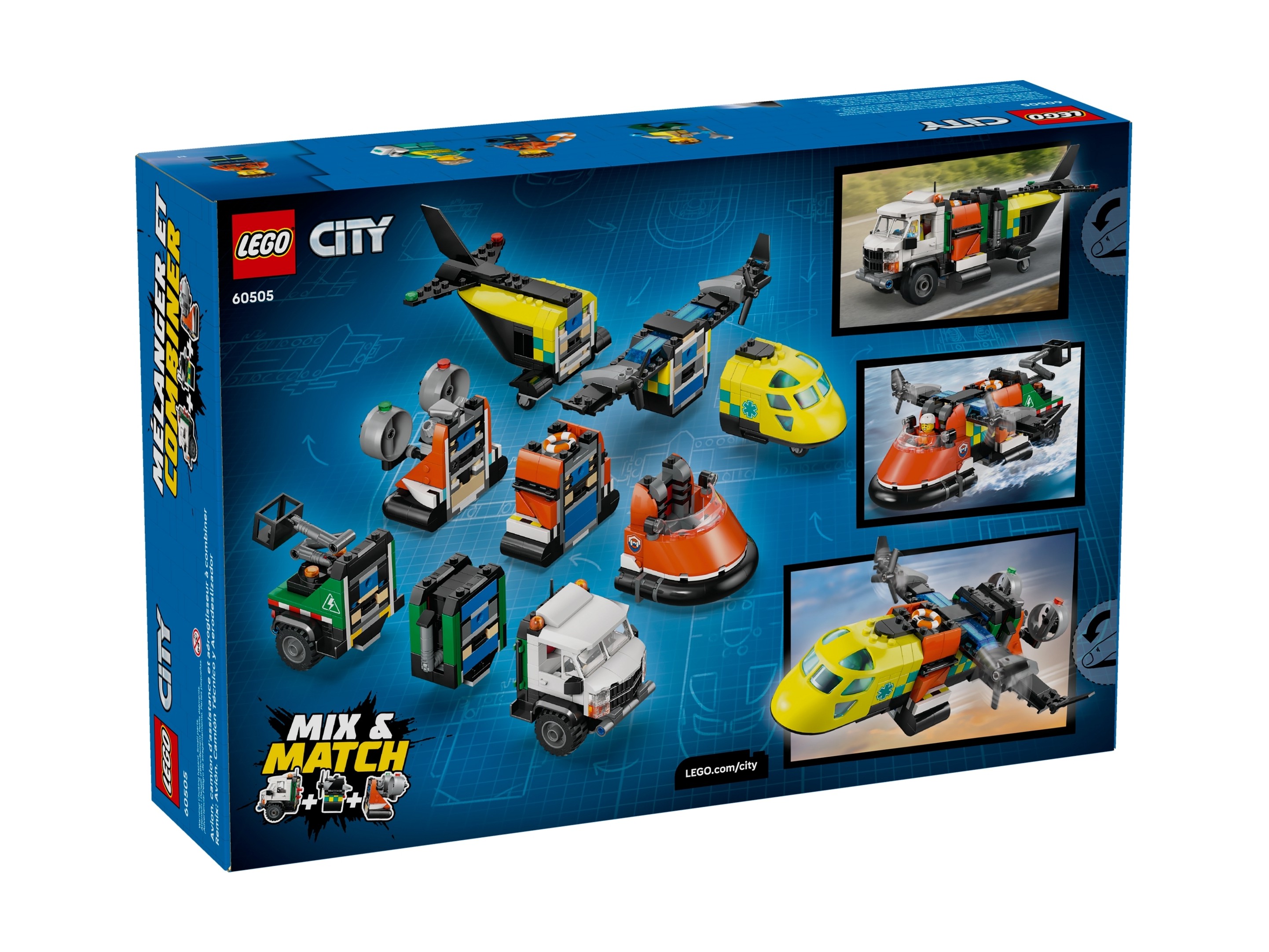 LEGO City - Zestaw z samolotem, ciężarówką serwisową i poduszkowcem
