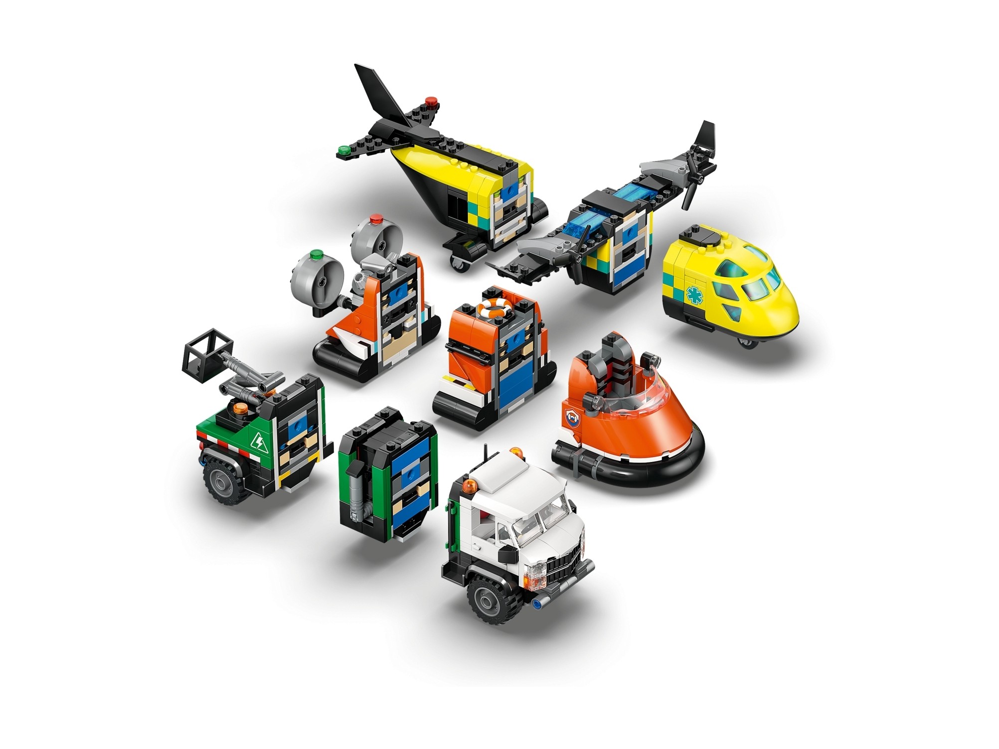 LEGO City - Zestaw z samolotem, ciężarówką serwisową i poduszkowcem