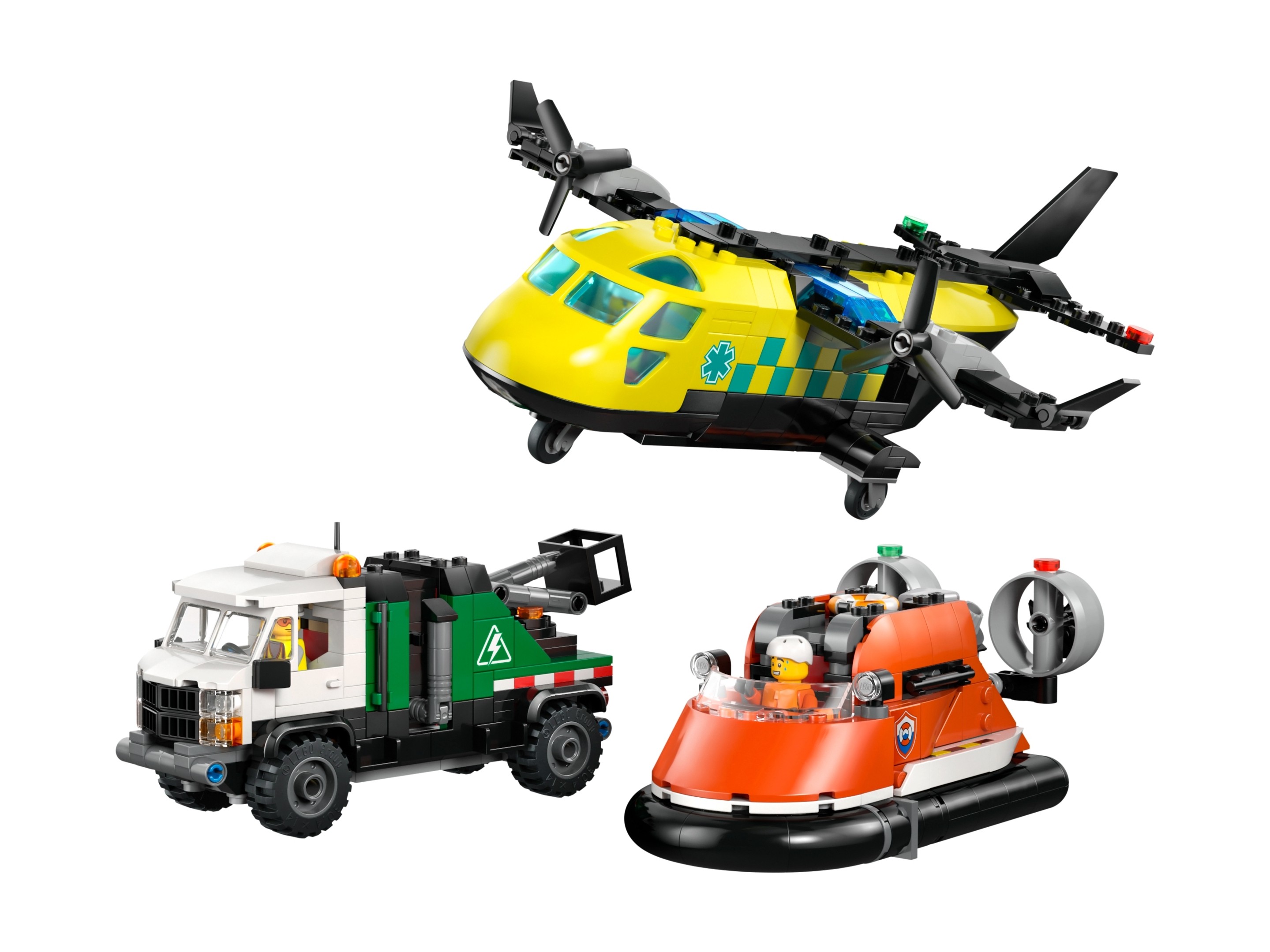 LEGO City - Zestaw z samolotem, ciężarówką serwisową i poduszkowcem