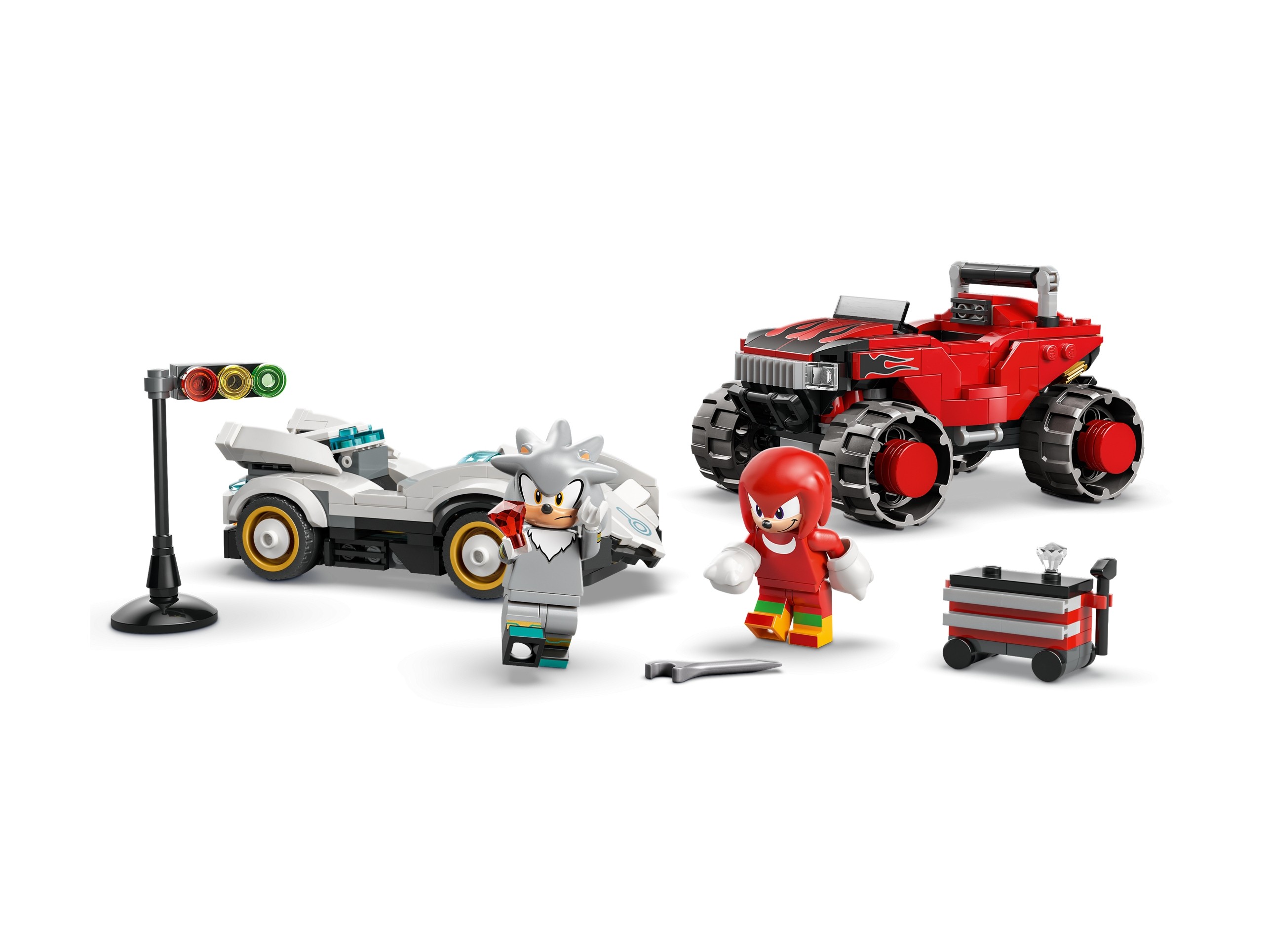 LEGO Sonic The Hedgehog - Silver w samochodzie kontra Knuckles w monster trucku