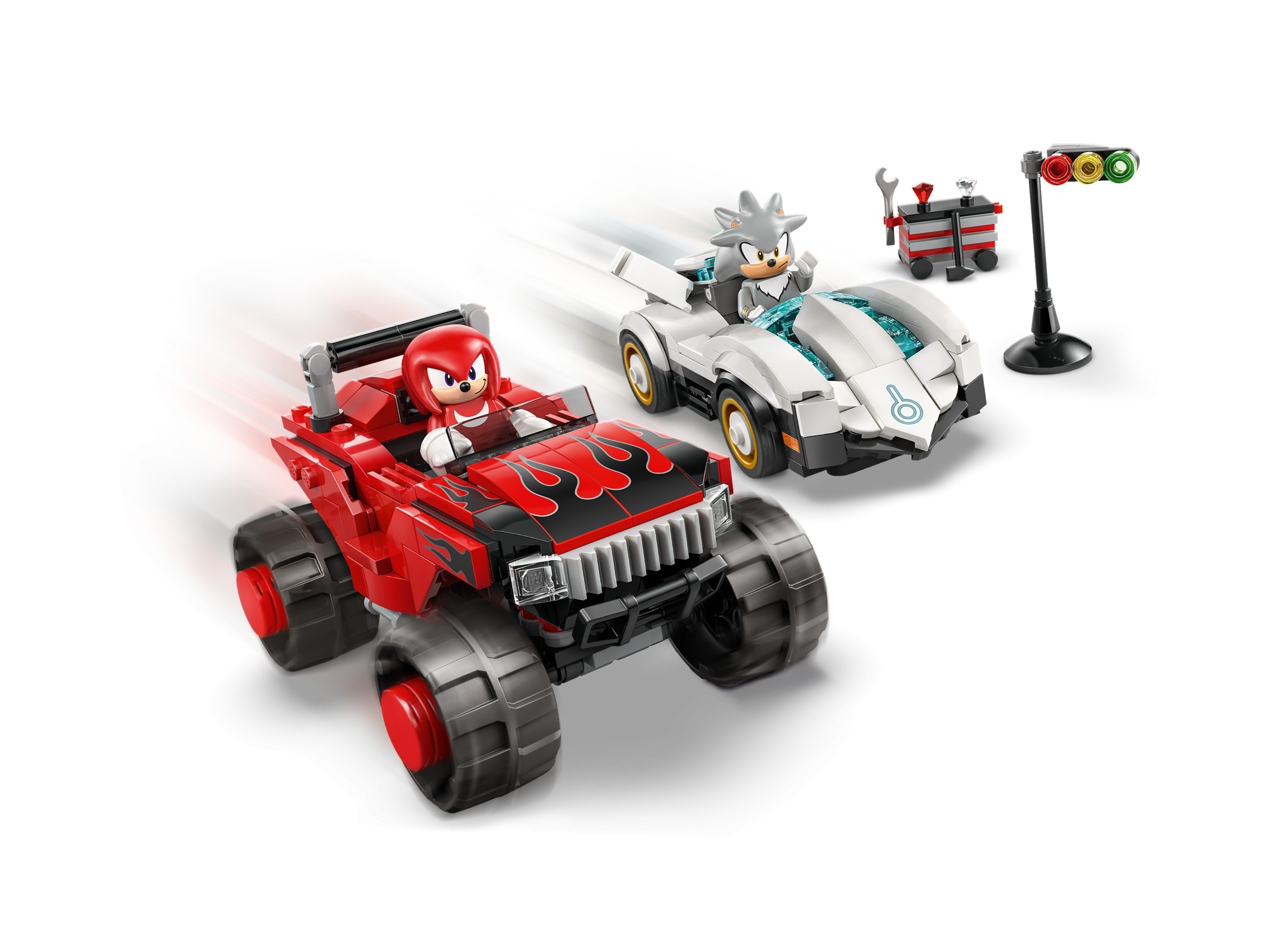 LEGO Sonic The Hedgehog - Silver w samochodzie kontra Knuckles w monster trucku